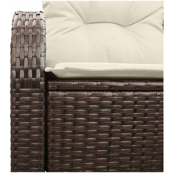 tvåsits trädgårdsoffa med kuddar Brun Konstrotting vidaXL 124 x 62 x 69 cm – bild 5