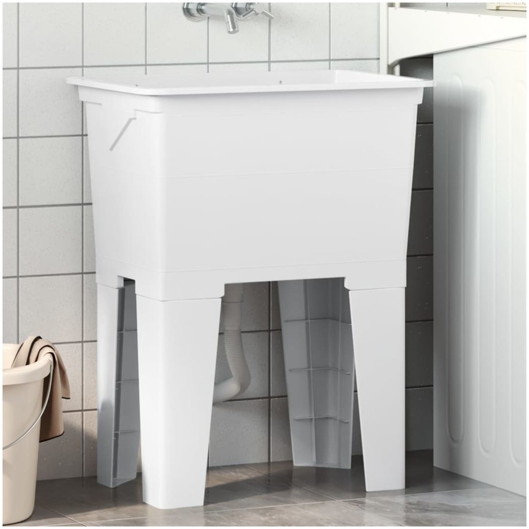 Tvättbalja vit harts vidaXL 59 x 41 x 75 cm
