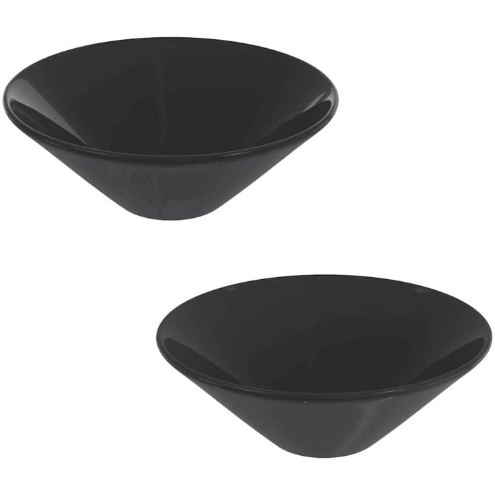 Tvättställ 2 st blank svart ⌀42x14 cm keramik vidaXL – bild 2
