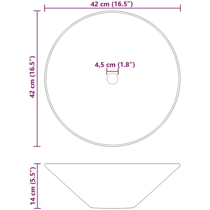 Tvättställ 2 st blank svart ⌀42x14 cm keramik vidaXL – bild 6