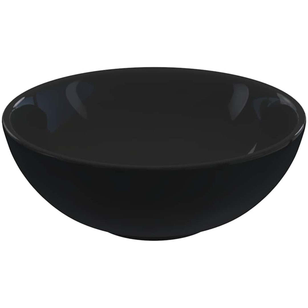 Tvättställ blank svart ⌀28x10 cm keramik vidaXL – bild 2