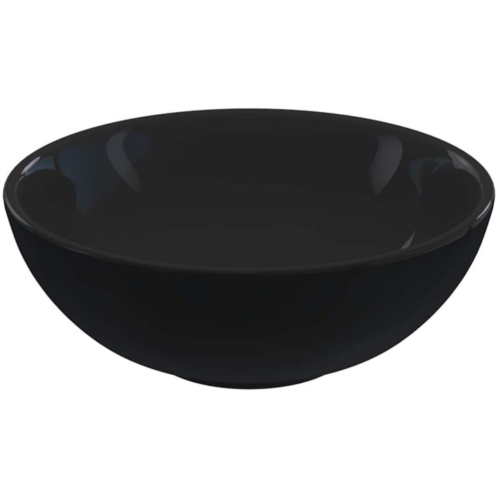 Tvättställ blank svart ⌀28x10 cm keramik vidaXL – bild 2