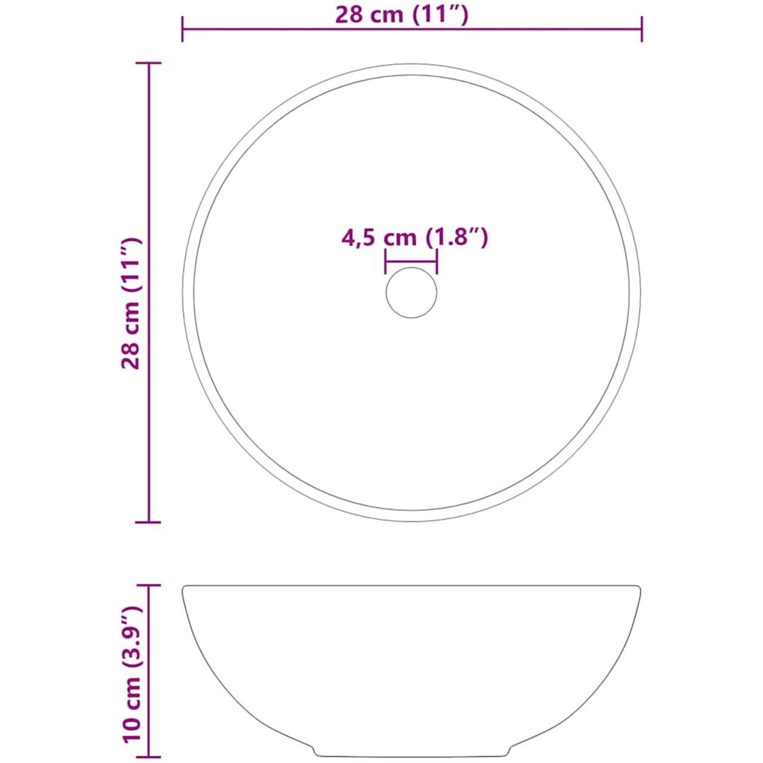 Tvättställ blank svart ⌀28x10 cm keramik vidaXL – bild 6