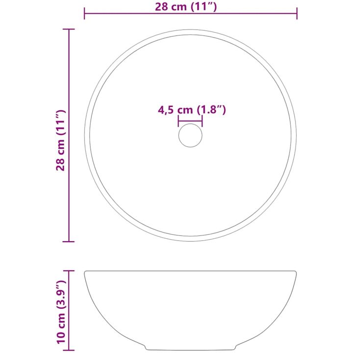 Tvättställ blank svart ⌀28x10 cm keramik vidaXL – bild 6