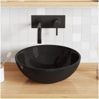 Tvättställ blank svart ⌀28x10 cm keramik vidaXL
