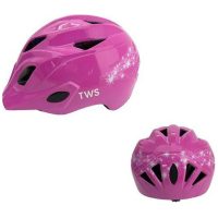 TWS galax inmould barnhjälm S.48-52cm rosa, grönt spänne