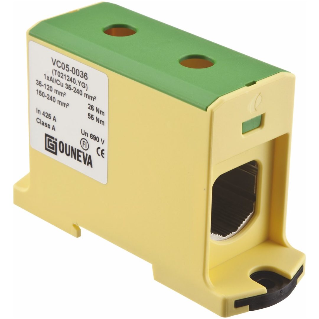 Universalplint, AL/CU, OTL, 35-240 mm², Grön/gul MALMBERGS