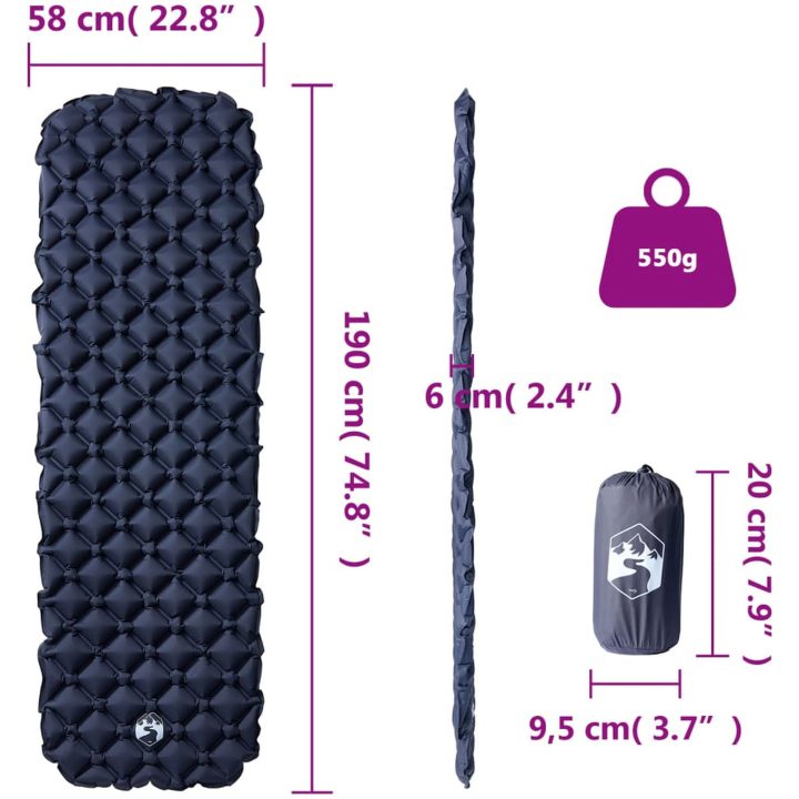 Uppblåsbar campingmadrass 1 person grå 190x58x6 cm vidaXL – bild 6