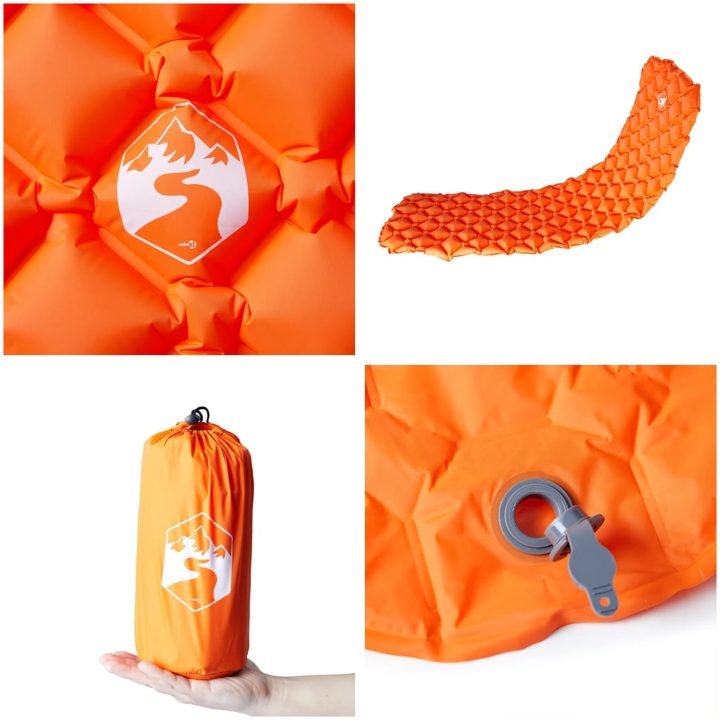 Uppblåsbar campingmadrass 1 person orange 190x58x6 cm vidaXL – bild 5