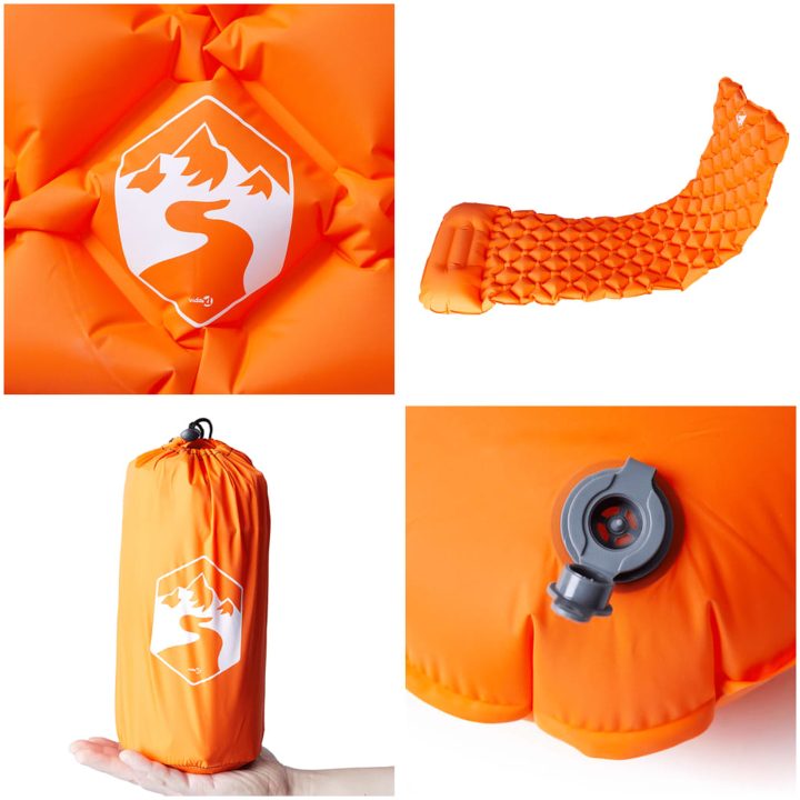 Uppblåsbar campingmadrass med kudde 1 person orange vidaXL – bild 5