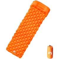 Uppblåsbar campingmadrass med kudde 1 person orange vidaXL