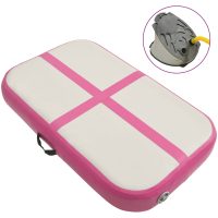 Uppblåsbar gymnastikmatta med pump PVC rosa vidaXL
