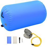 Uppblåsbar gymnastikrulle med pump PVC blå vidaXL