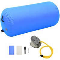 Uppblåsbar gymnastikrulle med pump PVC blå vidaXL