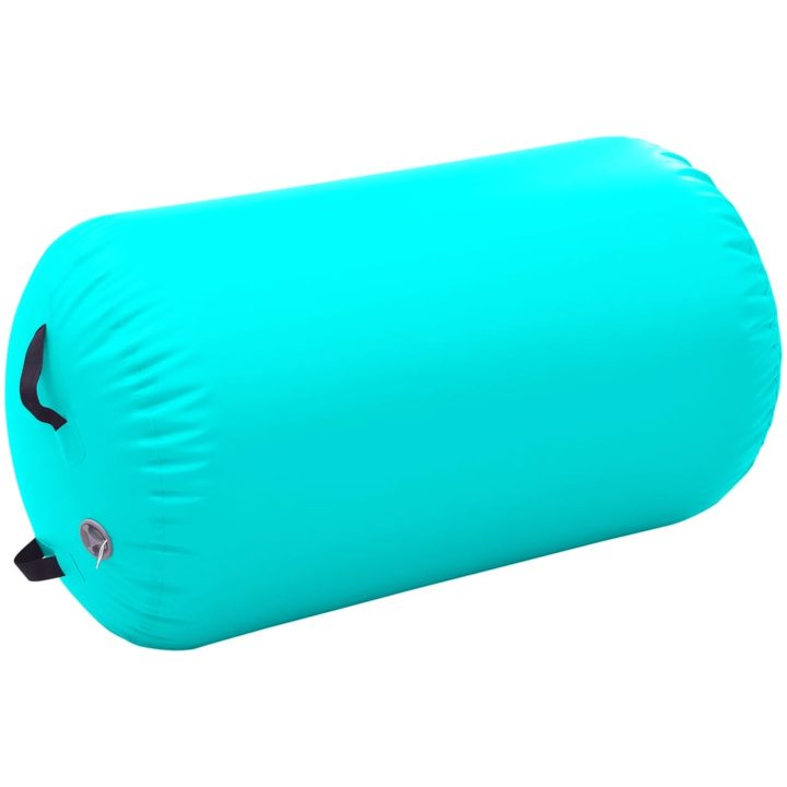 Uppblåsbar gymnastikrulle med pump PVC grön vidaXL 100 x 60 cm – bild 2