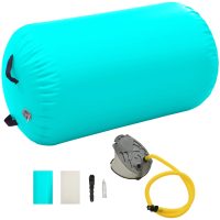 Uppblåsbar gymnastikrulle med pump PVC grön vidaXL