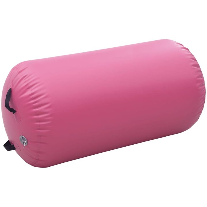 Uppblåsbar gymnastikrulle med pump PVC rosa vidaXL 120 x 90 cm – bild 2