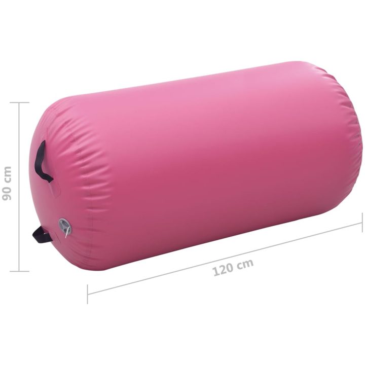 Uppblåsbar gymnastikrulle med pump PVC rosa vidaXL 120 x 90 cm – bild 11