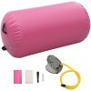 Uppblåsbar gymnastikrulle med pump PVC rosa vidaXL 120 x 90 cm – miniatyr 1