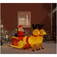 Uppblåsbar juldekoration tomte och ren LED 130 cm vidaXL
