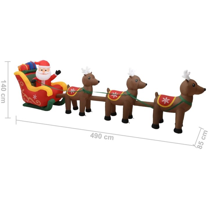Uppblåsbar juldekoration tomte och ren LED 490 cm vidaXL – bild 9