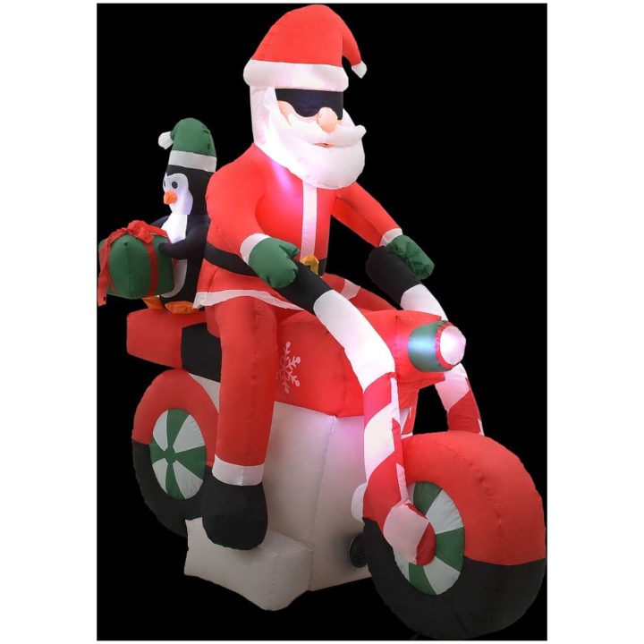 Uppblåsbar jultomte på motorcykel LED IP44 160 cm vidaXL – bild 3