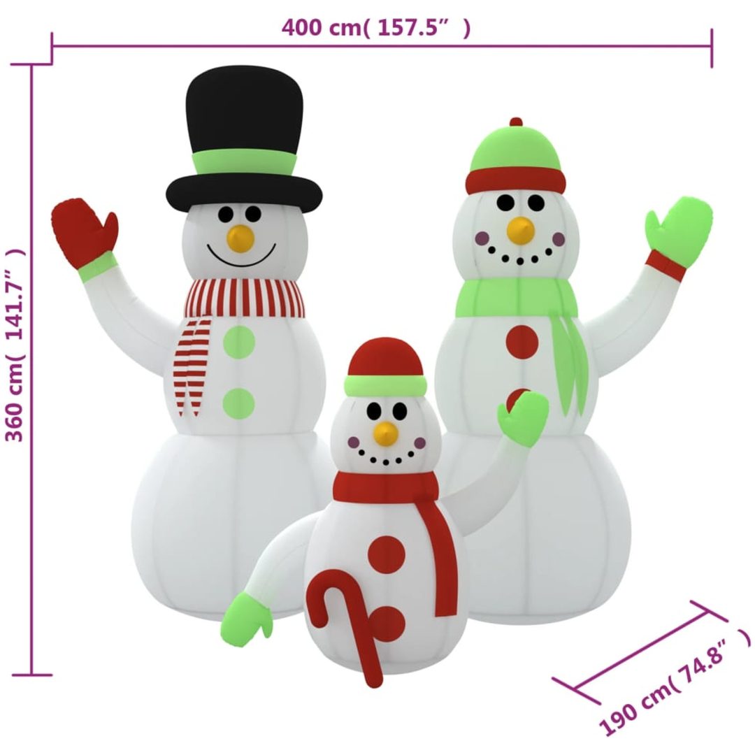 Uppblåsbara snögubbar med LEDs vidaXL 360 cm – bild 12