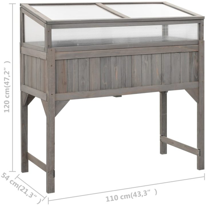 Upphöjd odlingsbädd med växthus 110x54x120 cm massivt granträ vidaXL – bild 12