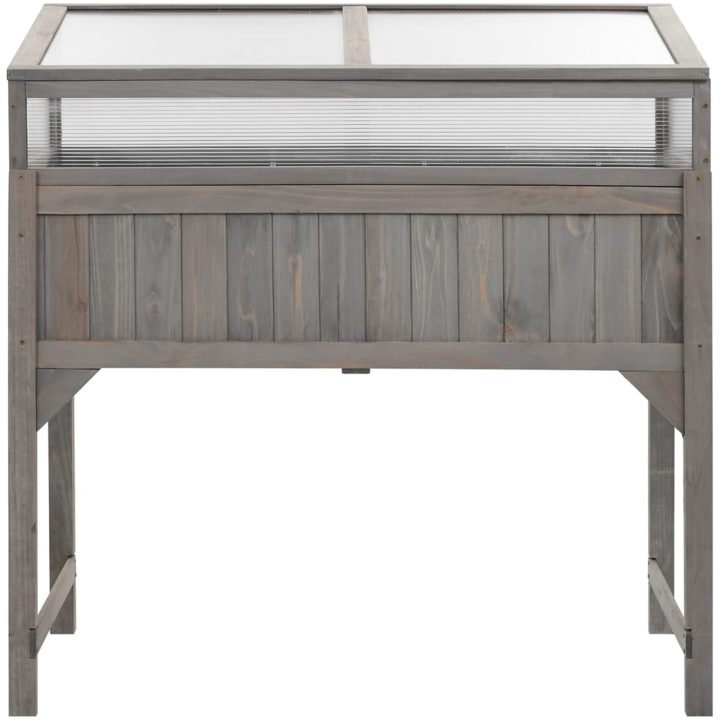 Upphöjd odlingsbädd med växthus 110x54x120 cm massivt granträ vidaXL – bild 3