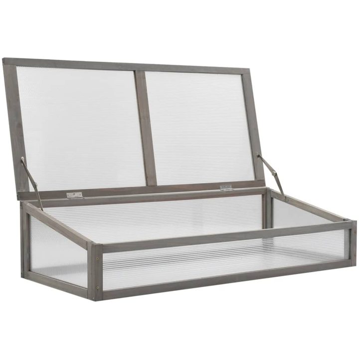 Upphöjd odlingsbädd med växthus 110x54x120 cm massivt granträ vidaXL – bild 10