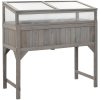 Upphöjd odlingsbädd med växthus 110x54x120 cm massivt granträ vidaXL – miniatyr 1