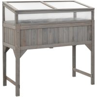 Upphöjd odlingsbädd med växthus 110x54x120 cm massivt granträ vidaXL