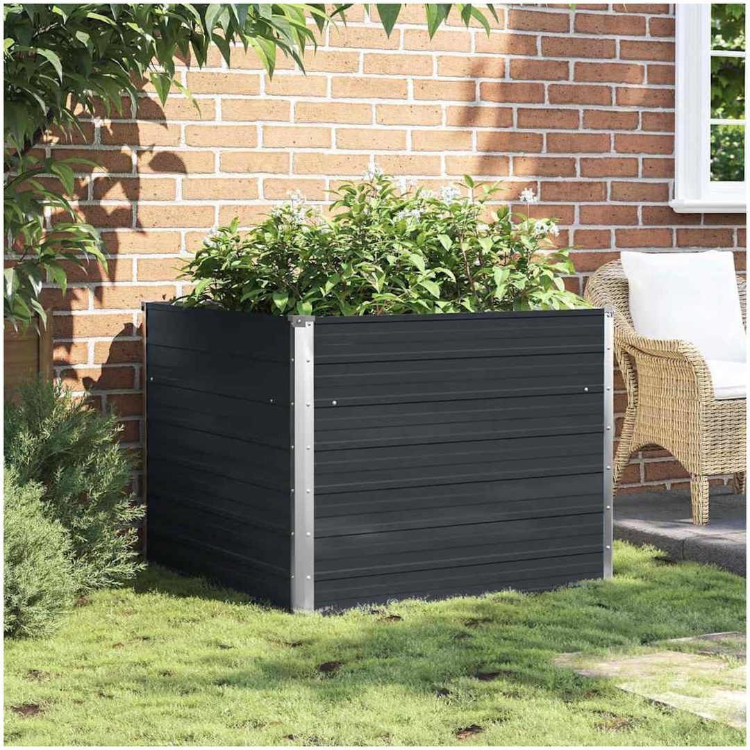 Upphöjd odlingslåda antracit 100x100x77 cm galvaniserat stål vidaXL – bild 3