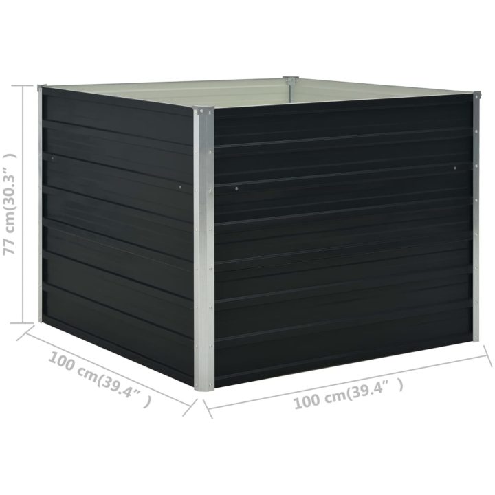 Upphöjd odlingslåda antracit 100x100x77 cm galvaniserat stål vidaXL – bild 7
