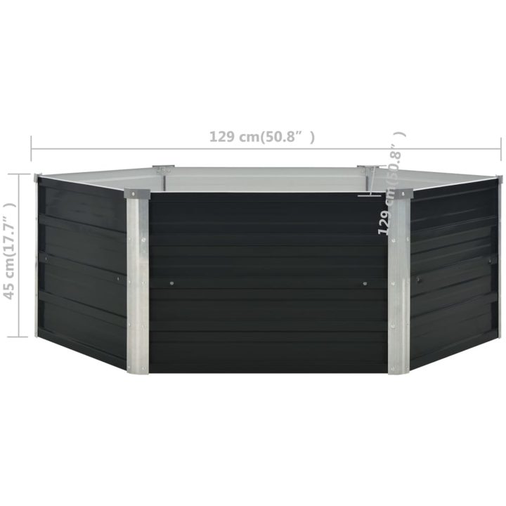 Upphöjd odlingslåda antracit 129x129x45 cm galvaniserat stål vidaXL 129 x 129 x 45 cm – bild 6