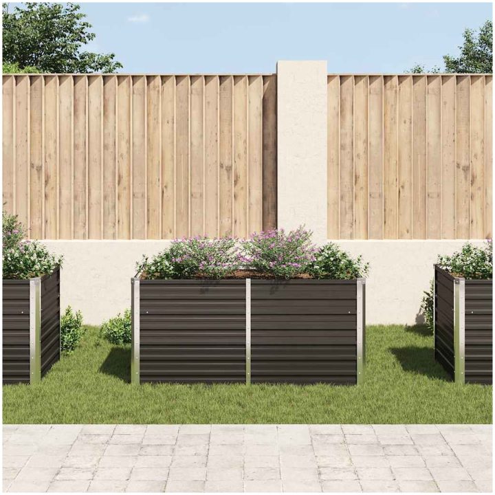 Upphöjd odlingslåda antracit galvaniserat stål vidaXL 160 x 80 x 77 cm – bild 3