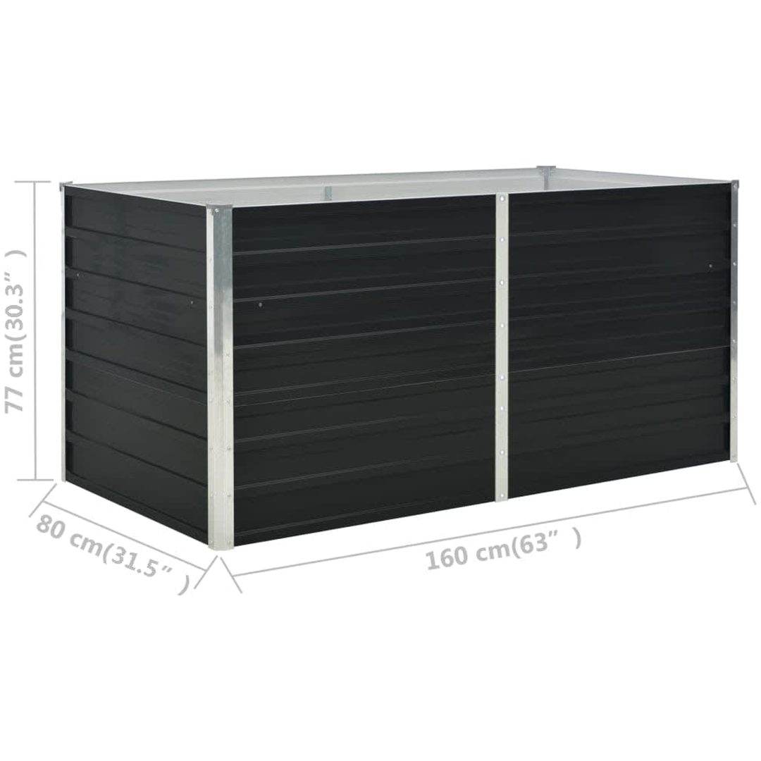 Upphöjd odlingslåda antracit galvaniserat stål vidaXL 160 x 80 x 77 cm – bild 8