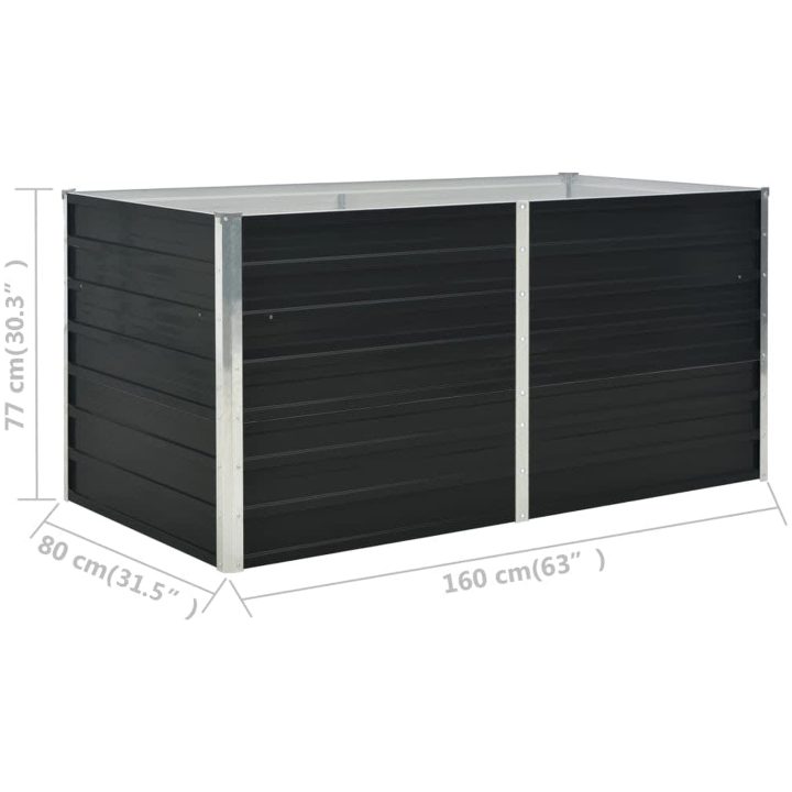Upphöjd odlingslåda antracit galvaniserat stål vidaXL 160 x 80 x 77 cm – bild 8