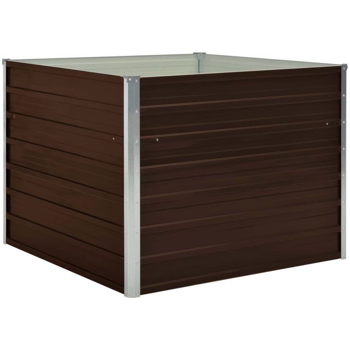 Upphöjd odlingslåda brun 100x100x77 cm galvaniserat stål vidaXL – bild 3