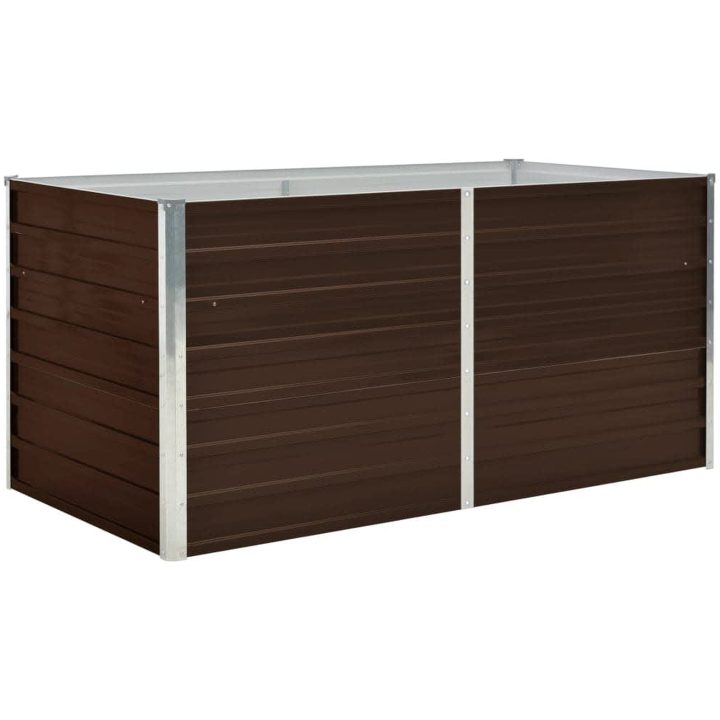 Upphöjd odlingslåda brun galvaniserat stål vidaXL 160 x 80 x 77 cm – bild 2