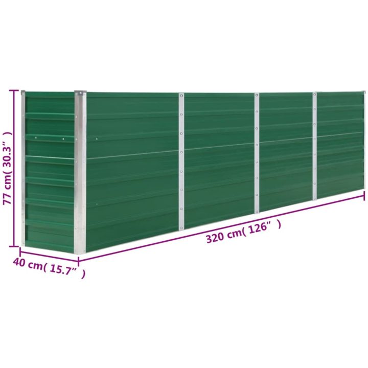 Upphöjd odlingslåda galvaniserat stål grön vidaXL 320 x 40 x 77 cm – bild 7