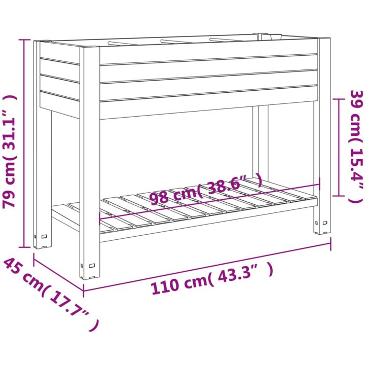 Upphöjd odlingslåda ljusbrun 110x45x79 cm polypropen vidaXL – bild 7