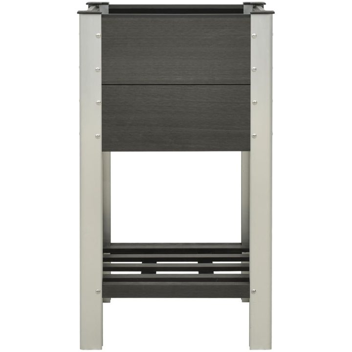 Upphöjd odlingslåda med hylla WPC grå vidaXL 50 x 50 x 90 cm – bild 2