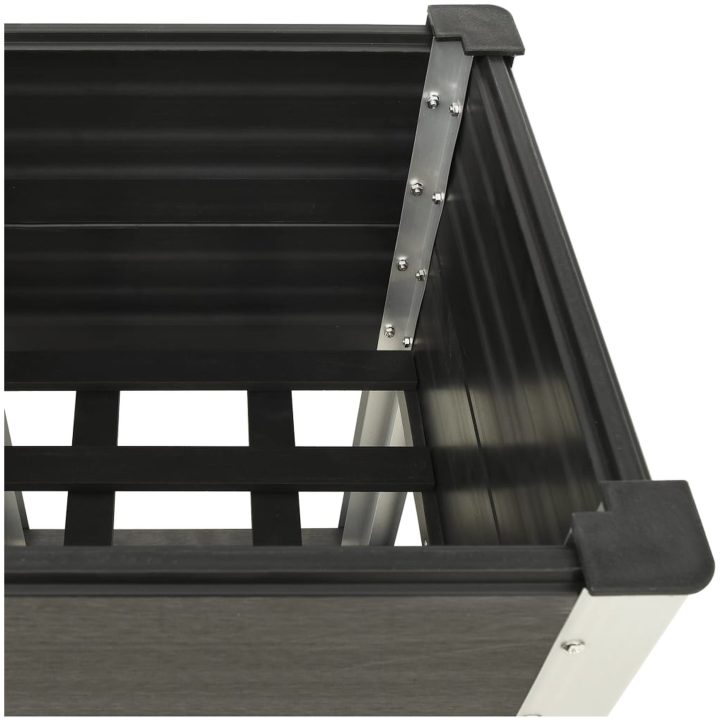 Upphöjd odlingslåda med hylla WPC grå vidaXL 50 x 50 x 90 cm – bild 3