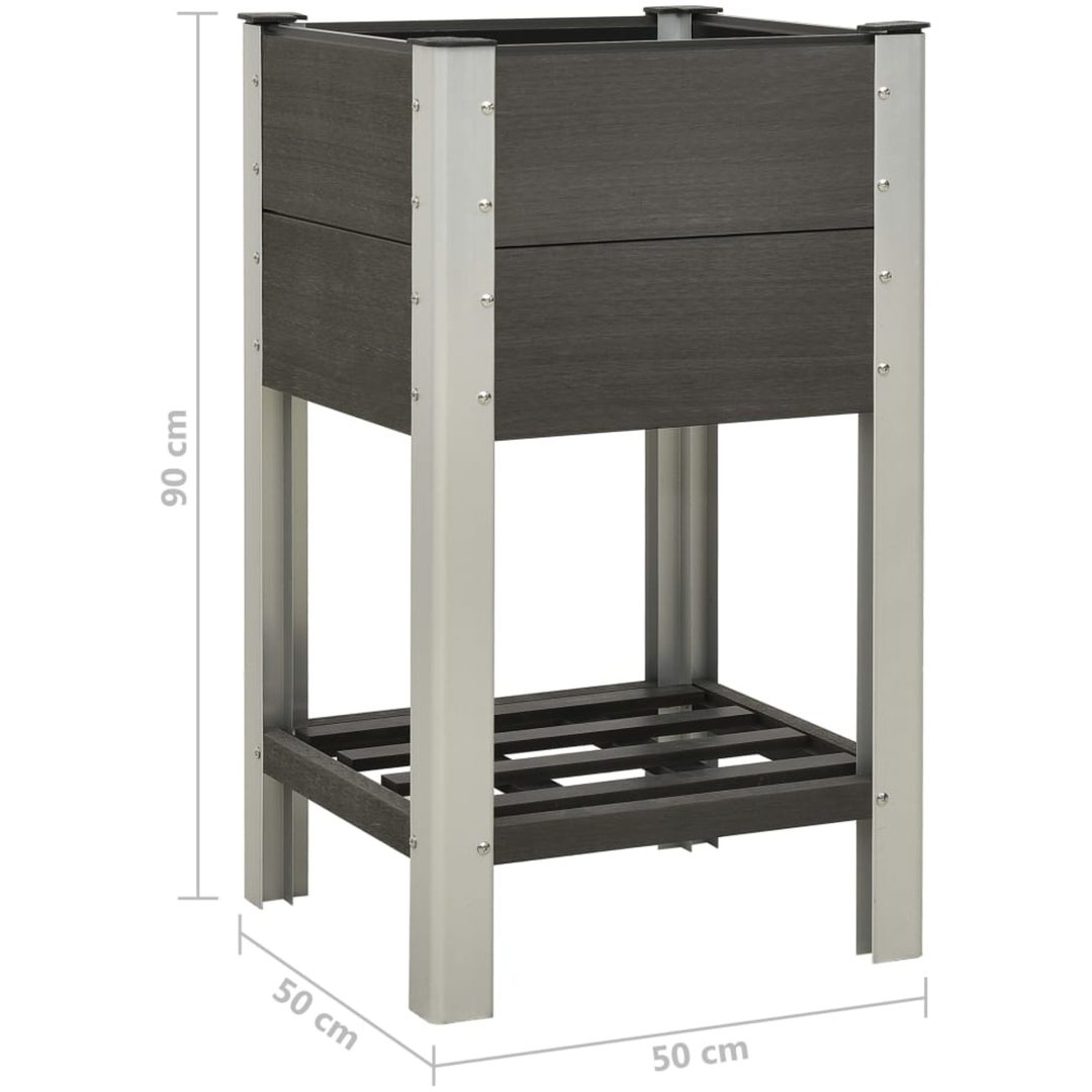 Upphöjd odlingslåda med hylla WPC grå vidaXL 50 x 50 x 90 cm – bild 5