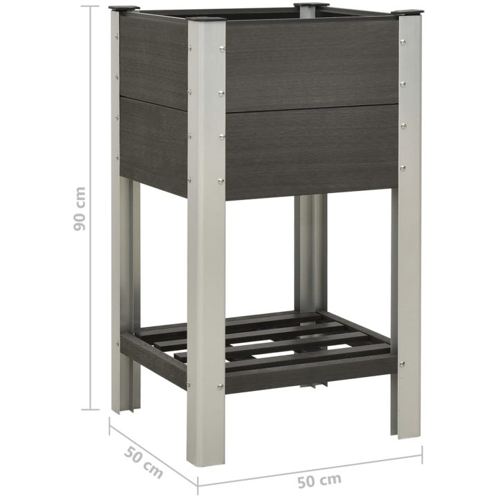 Upphöjd odlingslåda med hylla WPC grå vidaXL 50 x 50 x 90 cm – bild 5