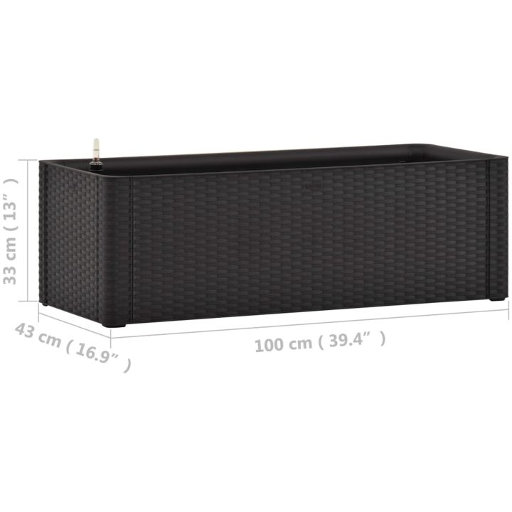 Upphöjd odlingslåda med självbevattning antracit vidaXL 100 x 43 x 33 cm – bild 7