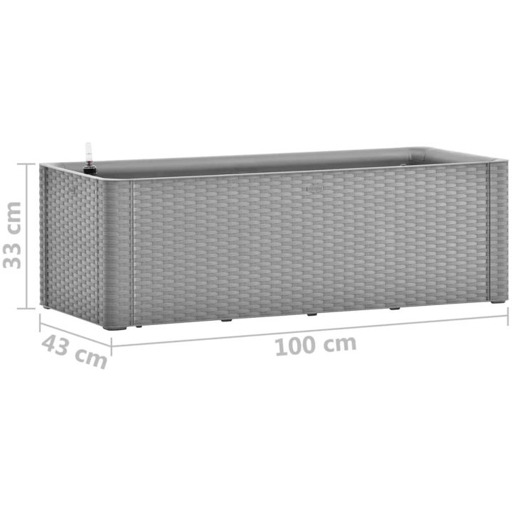 Upphöjd odlingslåda med självbevattning grå vidaXL 100 x 43 x 33 cm – bild 7