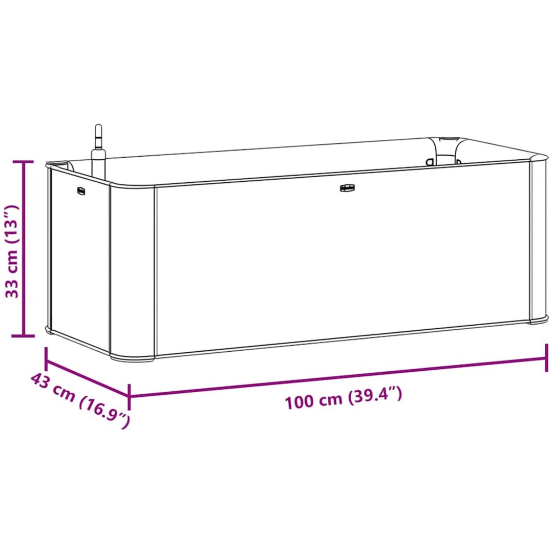 Upphöjd odlingslåda med självbevattning vit vidaXL 100 x 43 x 33 cm – bild 8