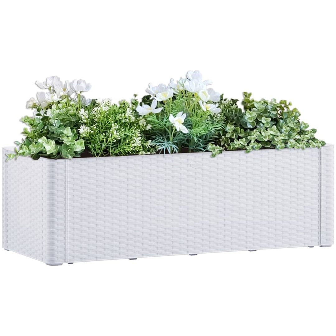 Upphöjd odlingslåda med självbevattning vit vidaXL 100 x 43 x 33 cm